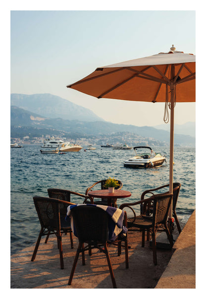 Seaside Café Table View Framed Art