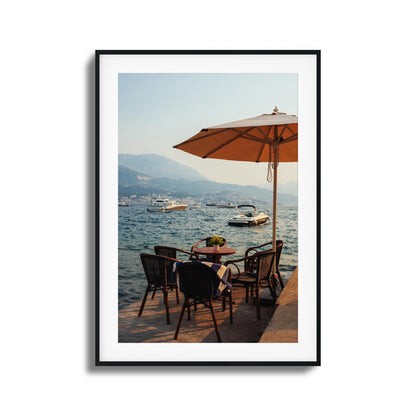 Seaside Café Table View Framed Art