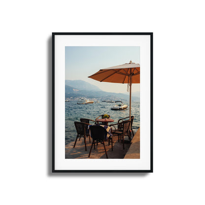 Seaside Café Table View Framed Art