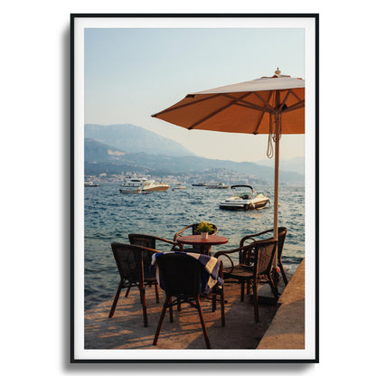 Seaside Café Table View Framed Art