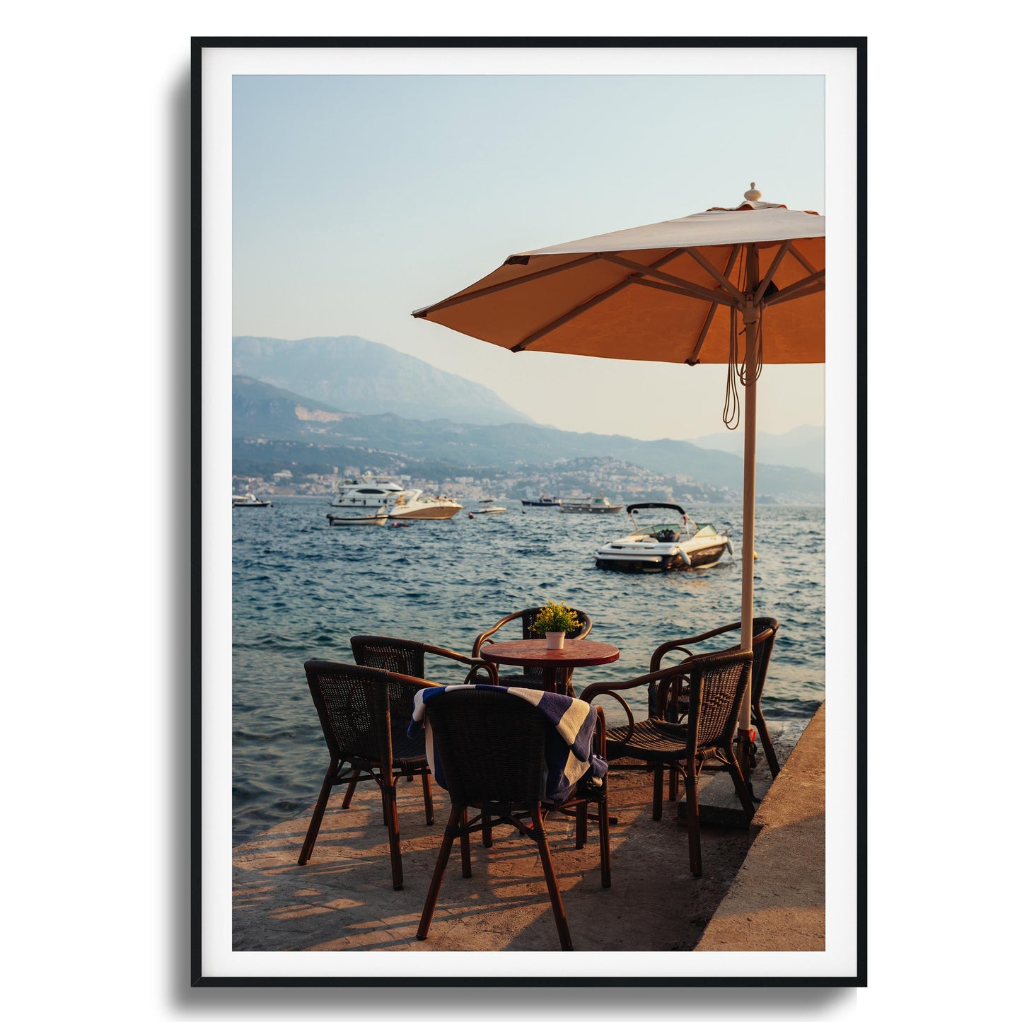 Seaside Café Table View Framed Art