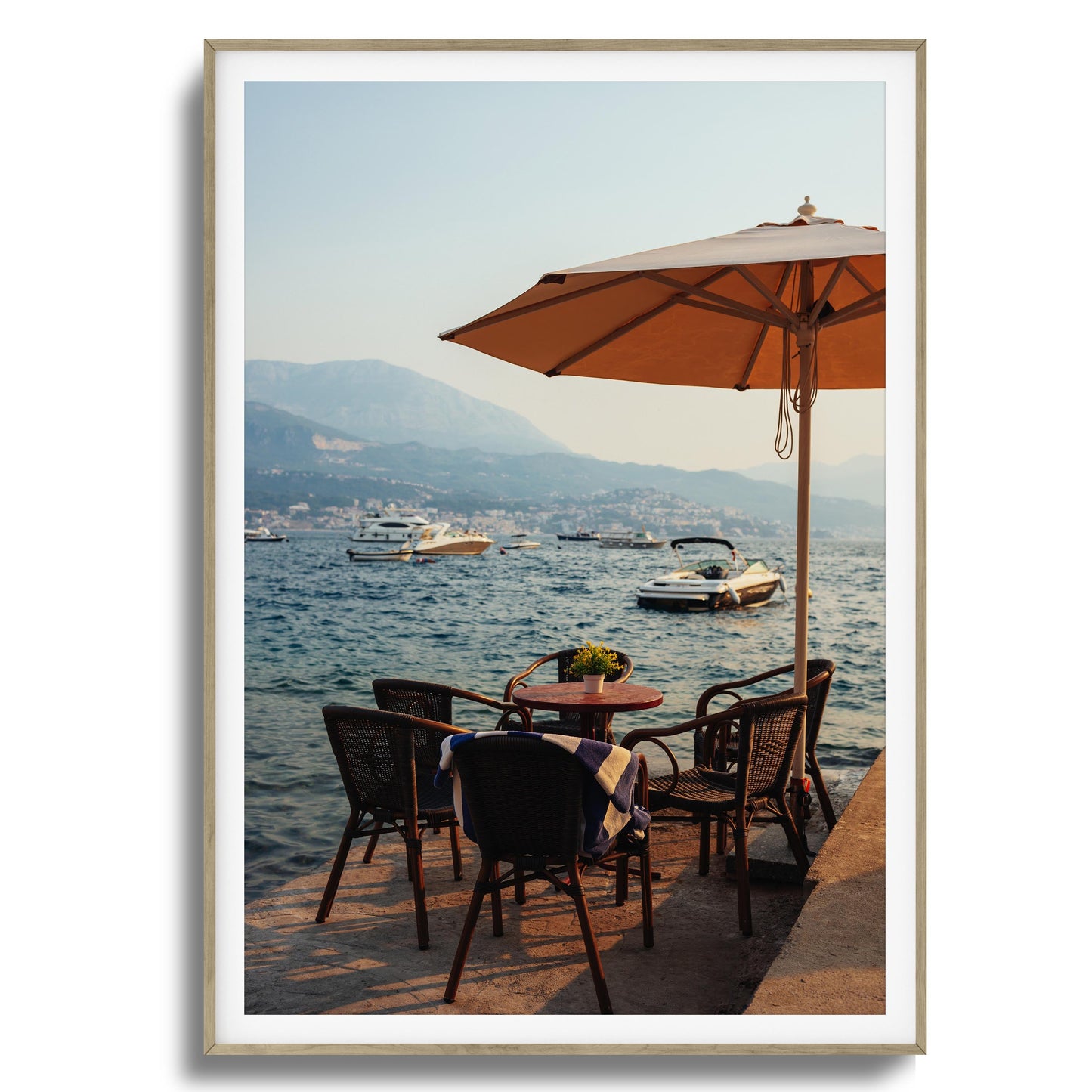 Seaside Café Table View Framed Art