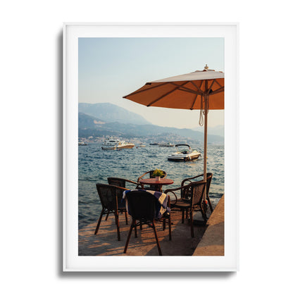 Seaside Café Table View Framed Art