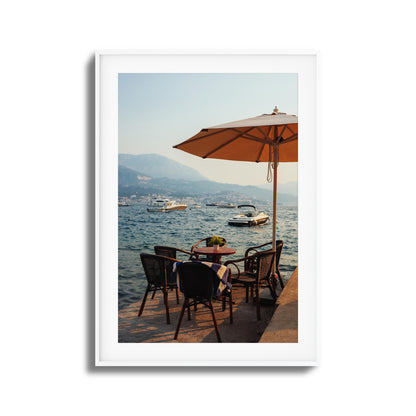 Seaside Café Table View Framed Art