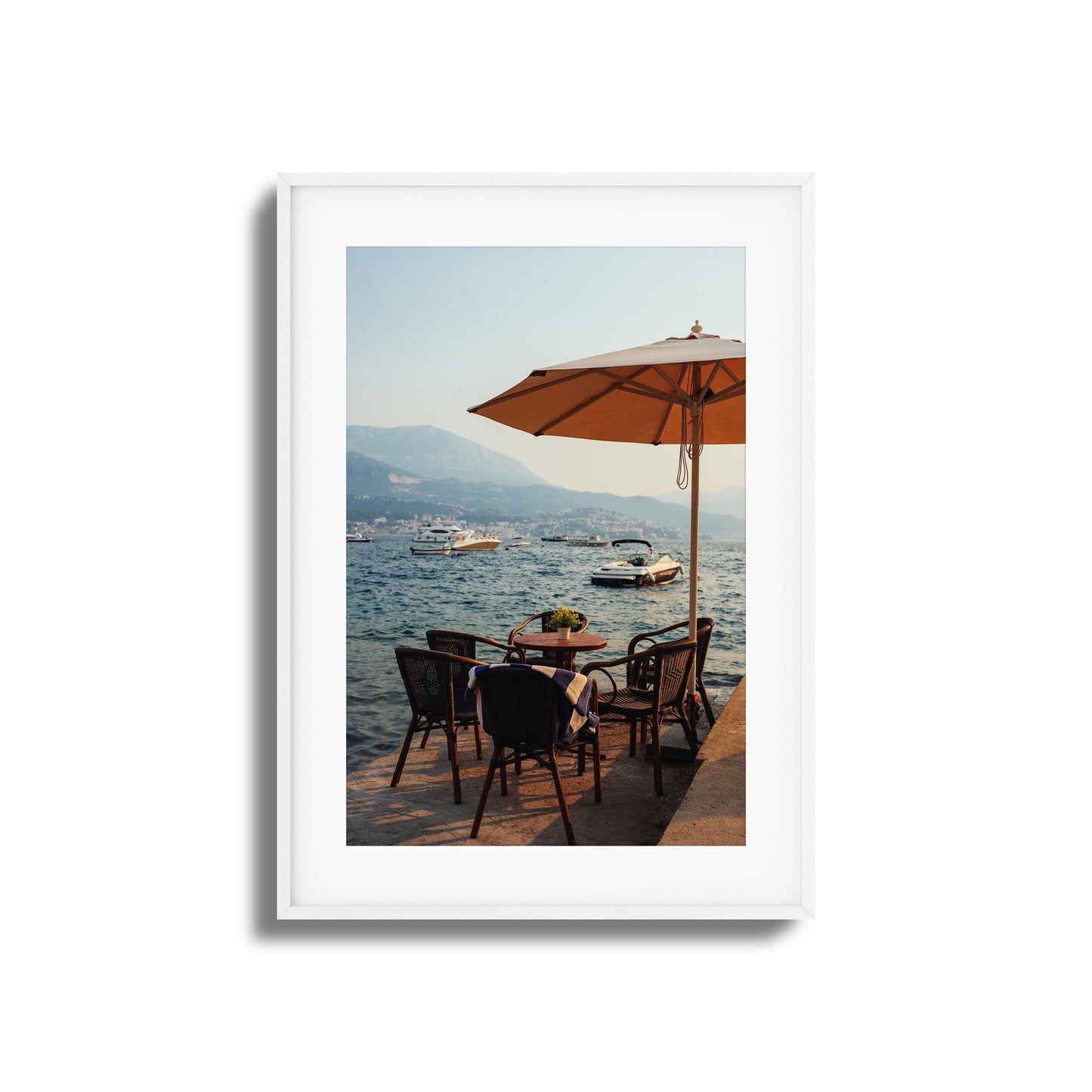 Seaside Café Table View Framed Art