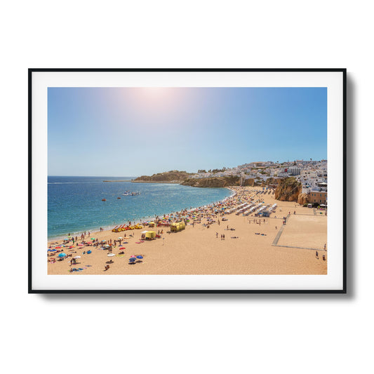 Sunlit Beach Crowd Framed Art