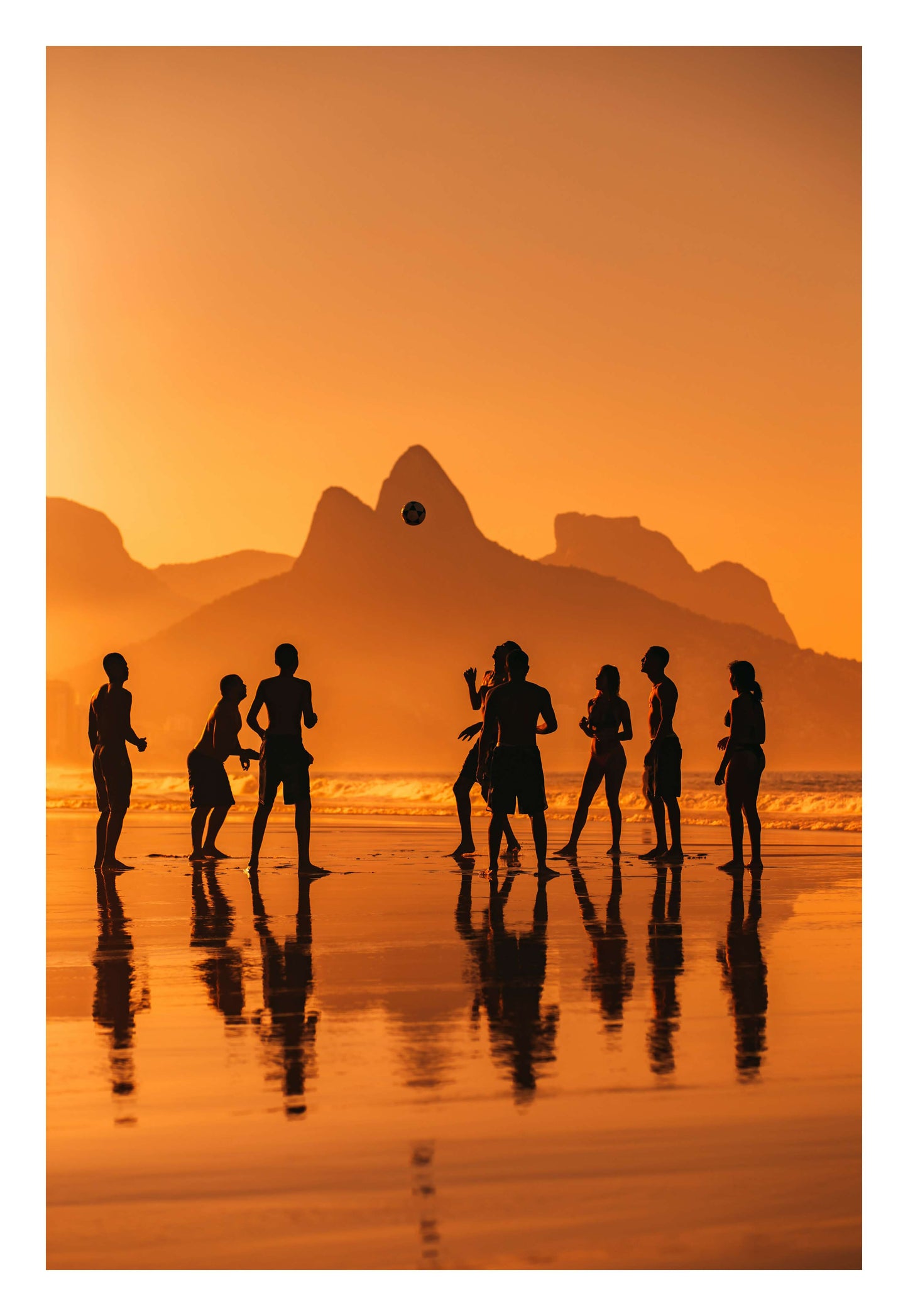 Sunset Beach Soccer Framed Art
