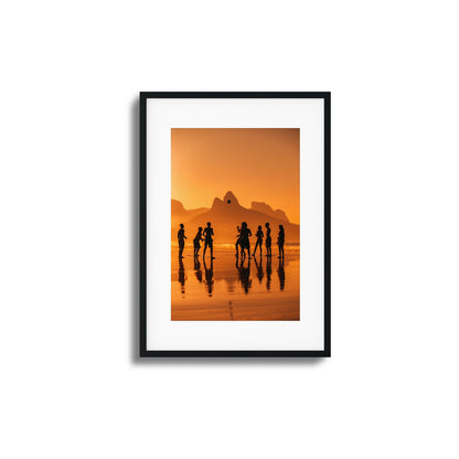 Sunset Beach Soccer Framed Art