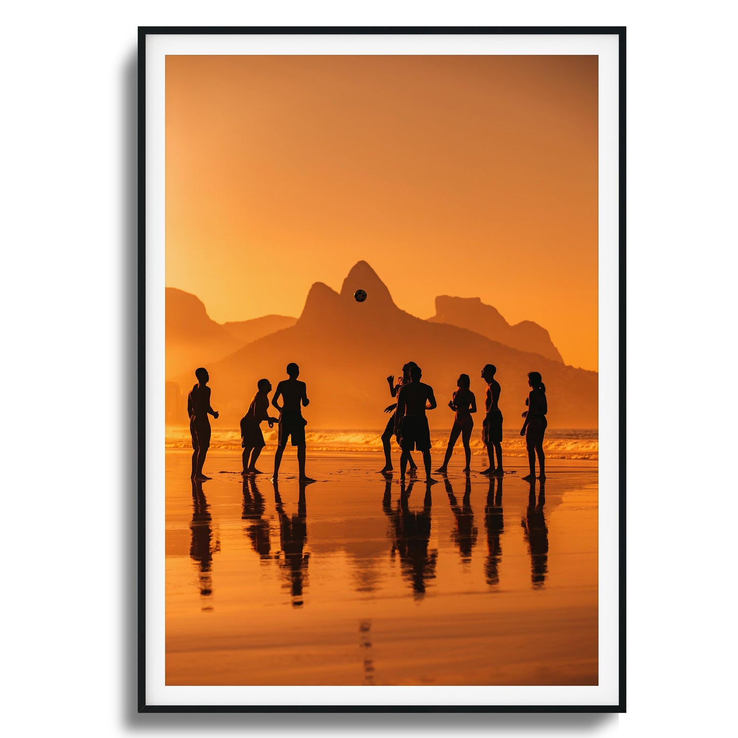 Sunset Beach Soccer Framed Art