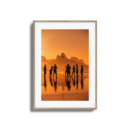 Sunset Beach Soccer Framed Art