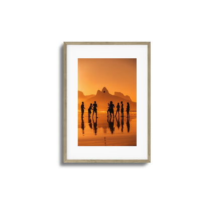Sunset Beach Soccer Framed Art