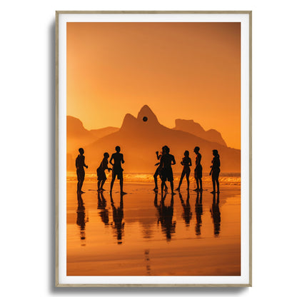 Sunset Beach Soccer Framed Art