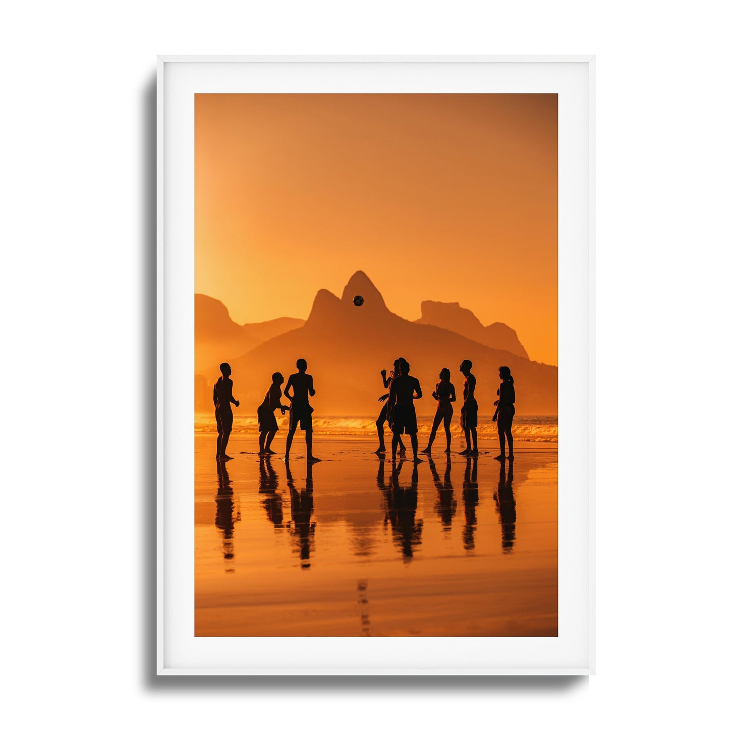 Sunset Beach Soccer Framed Art