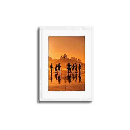 Sunset Beach Soccer Framed Art