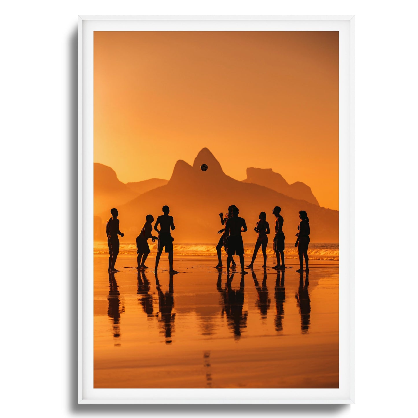 Sunset Beach Soccer Framed Art
