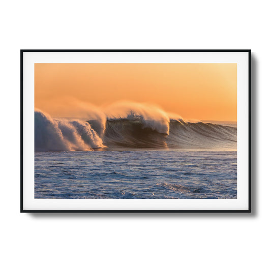Sunset Waves Crashing Framed Art