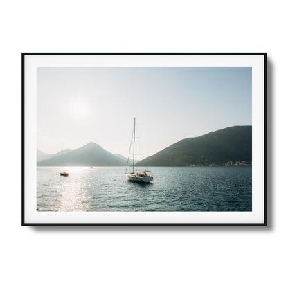 Sunset over Mountain Bay Framed Art - Assure Spark
