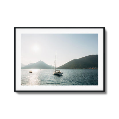 Sunset over Mountain Bay Framed Art