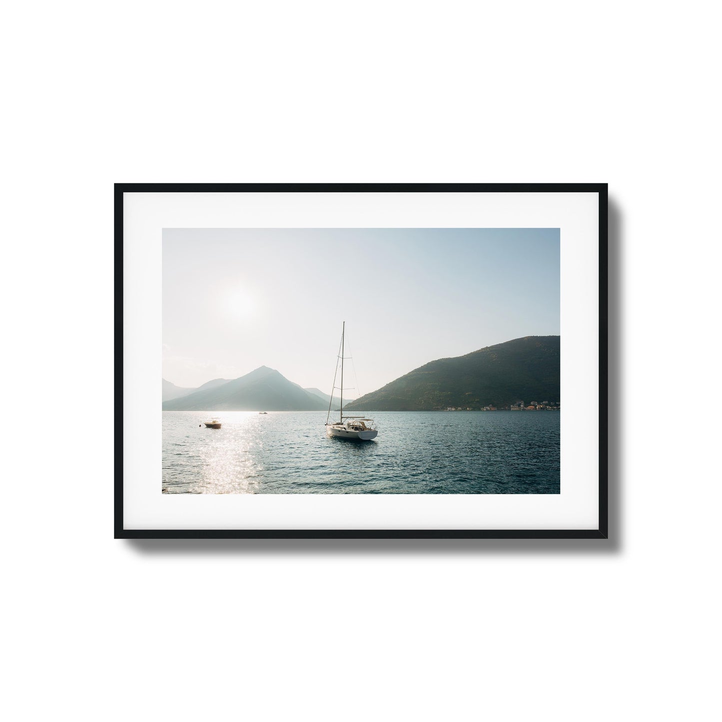 Sunset over Mountain Bay Framed Art