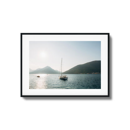 Sunset over Mountain Bay Framed Art