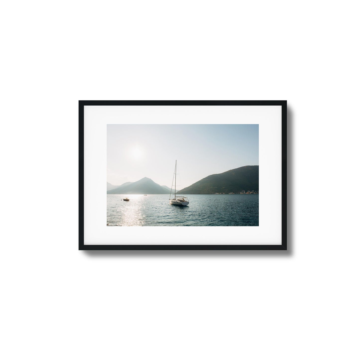 Sunset over Mountain Bay Framed Art