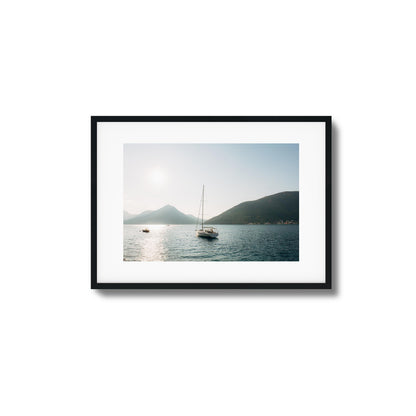 Sunset over Mountain Bay Framed Art