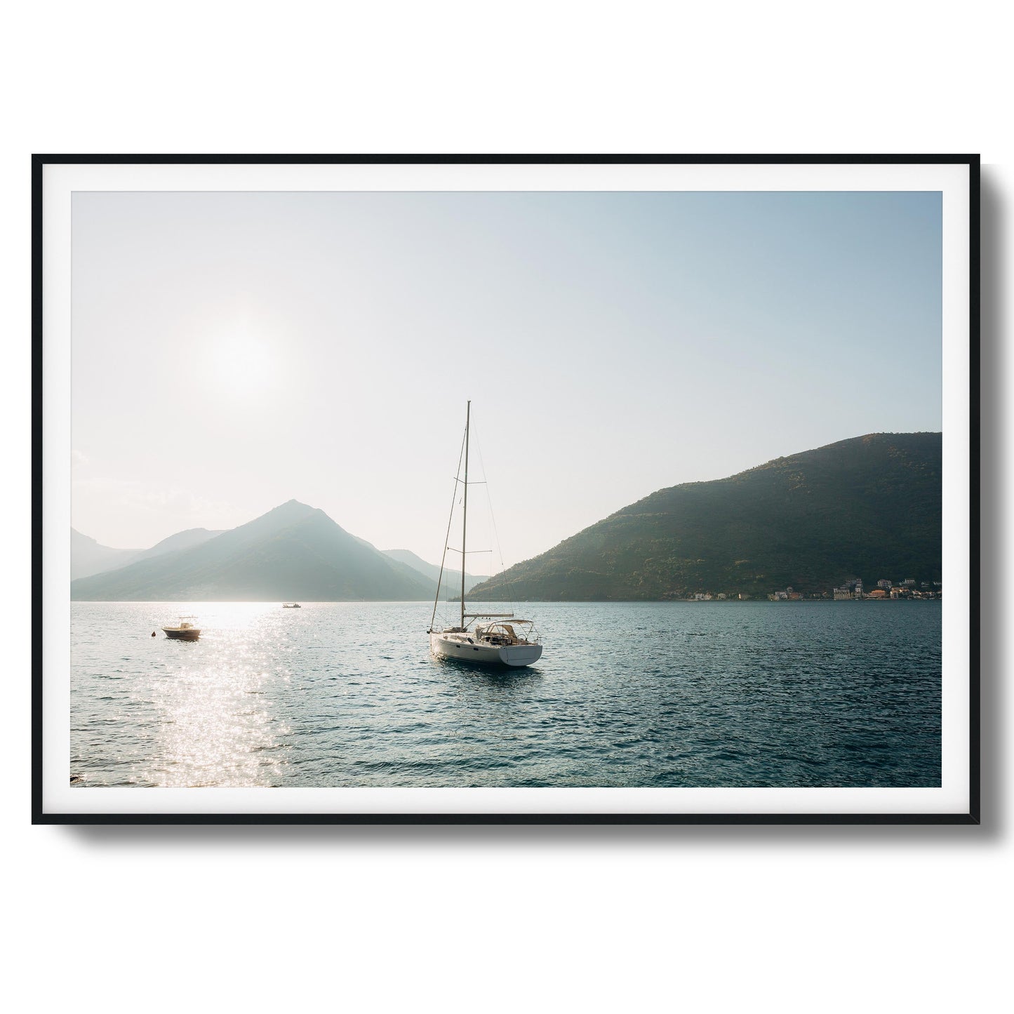 Sunset over Mountain Bay Framed Art