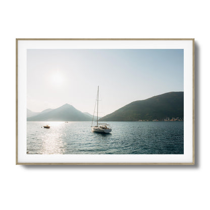 Sunset over Mountain Bay Framed Art