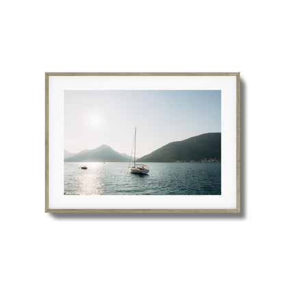 Sunset over Mountain Bay Framed Art