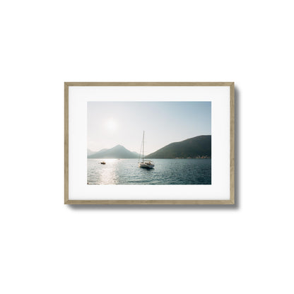 Sunset over Mountain Bay Framed Art