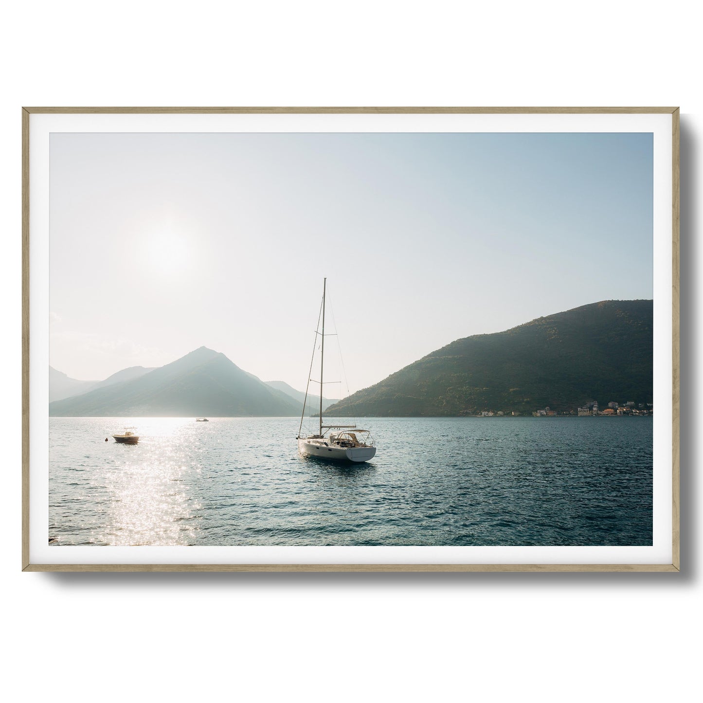 Sunset over Mountain Bay Framed Art