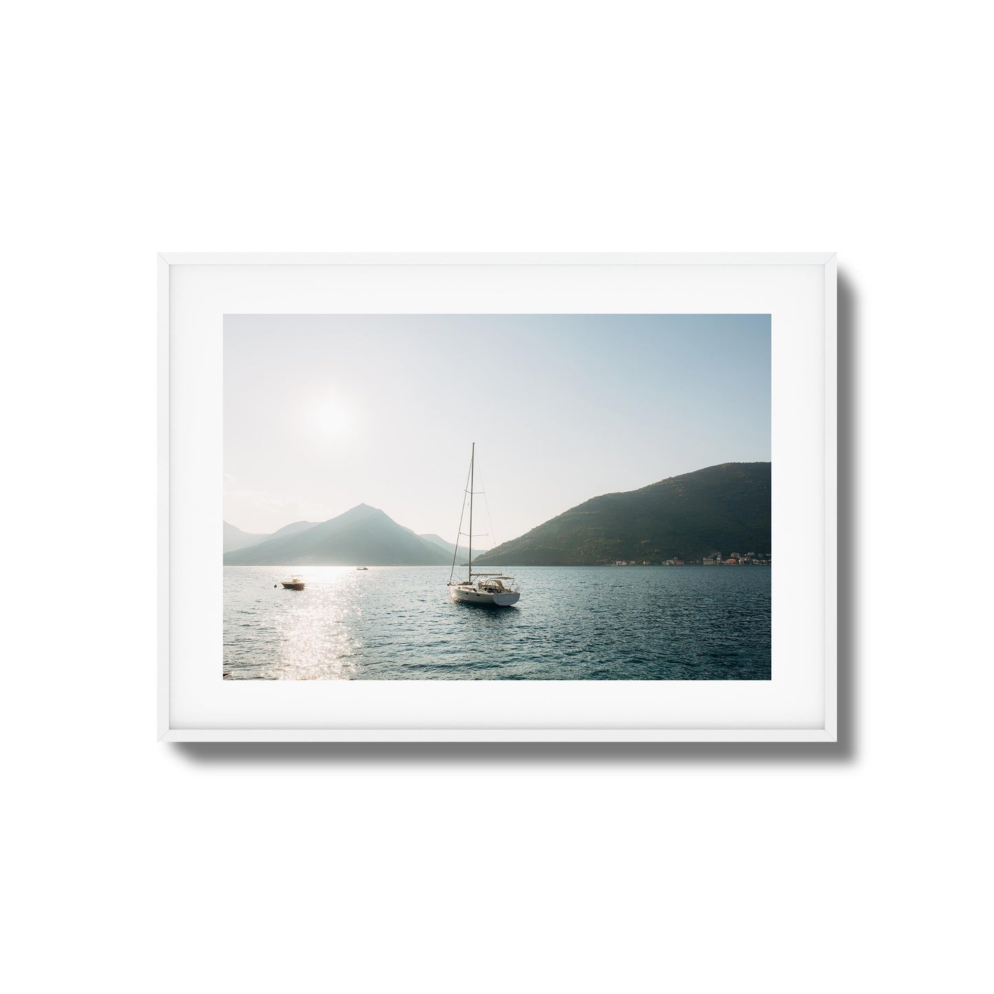 Sunset over Mountain Bay Framed Art