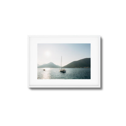 Sunset over Mountain Bay Framed Art