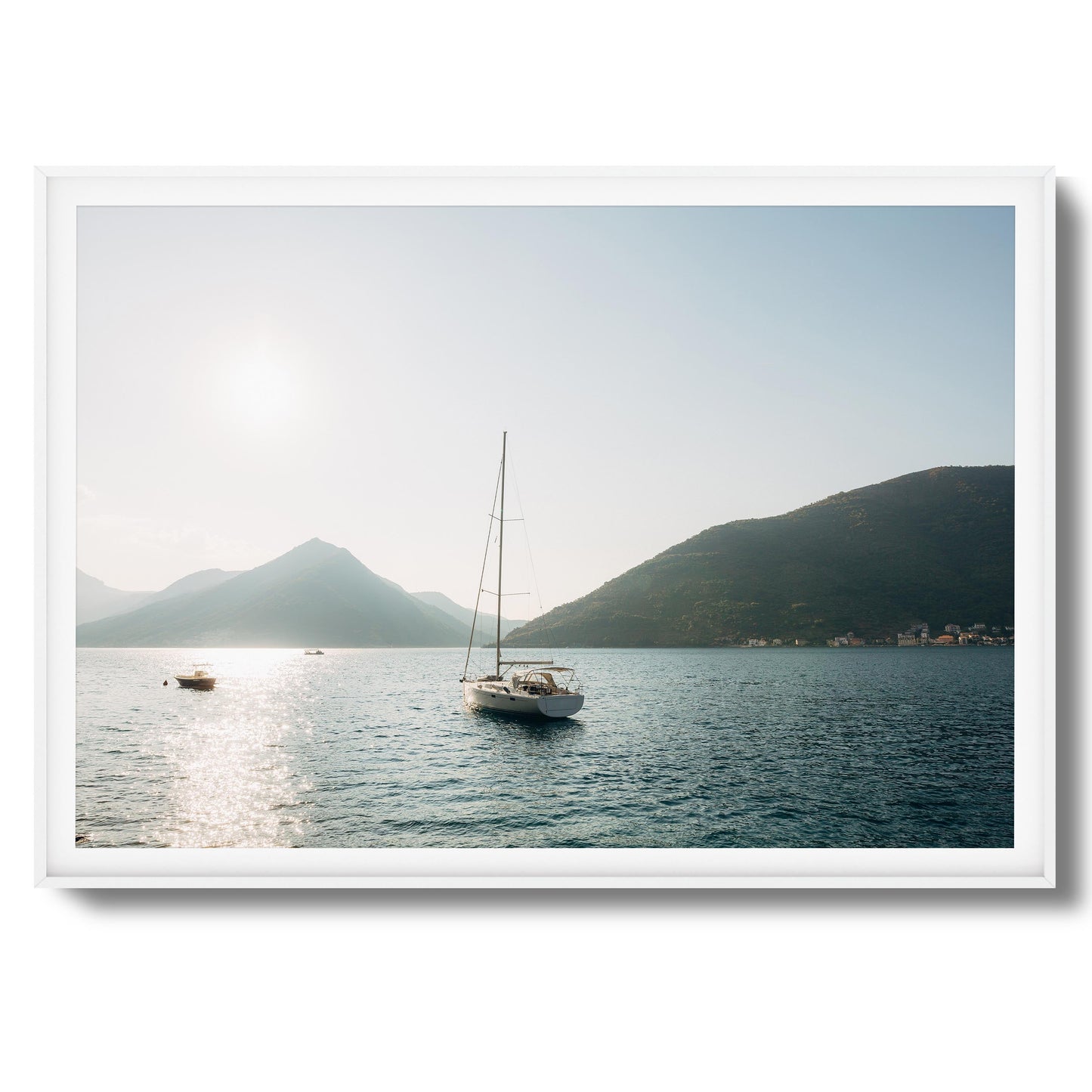 Sunset over Mountain Bay Framed Art