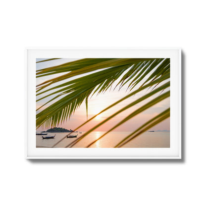 Sunset through Palm Leaves Framed Art