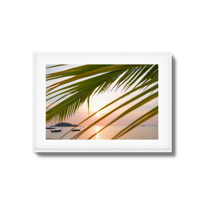 Sunset through Palm Leaves Framed Art