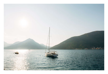 Sunset over Mountain Bay Framed Art