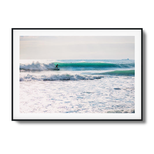 Surfer Catching a Wave Framed Art