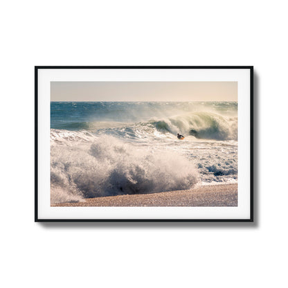 Surfer Riding Giant Wave Framed Art