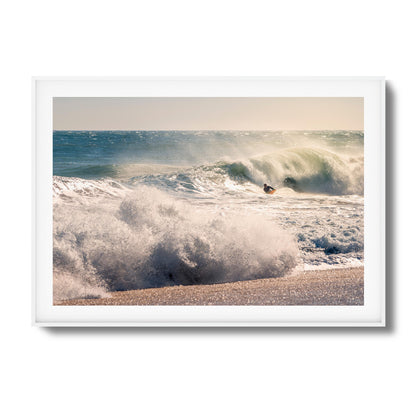 Surfer Riding Giant Wave Framed Art