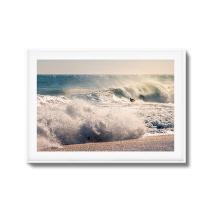 Surfer Riding Giant Wave Framed Art