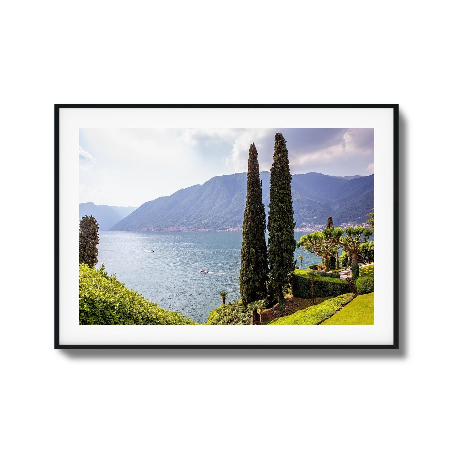 Tall Trees by Peaceful Lake Framed Art