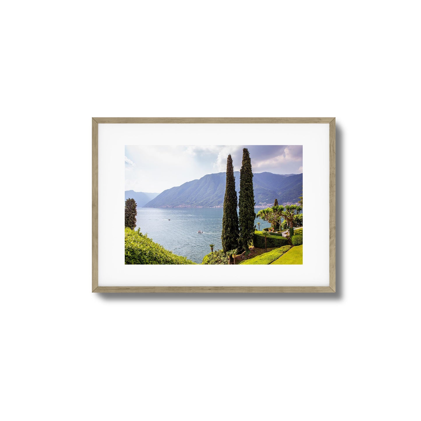 Tall Trees by Peaceful Lake Framed Art