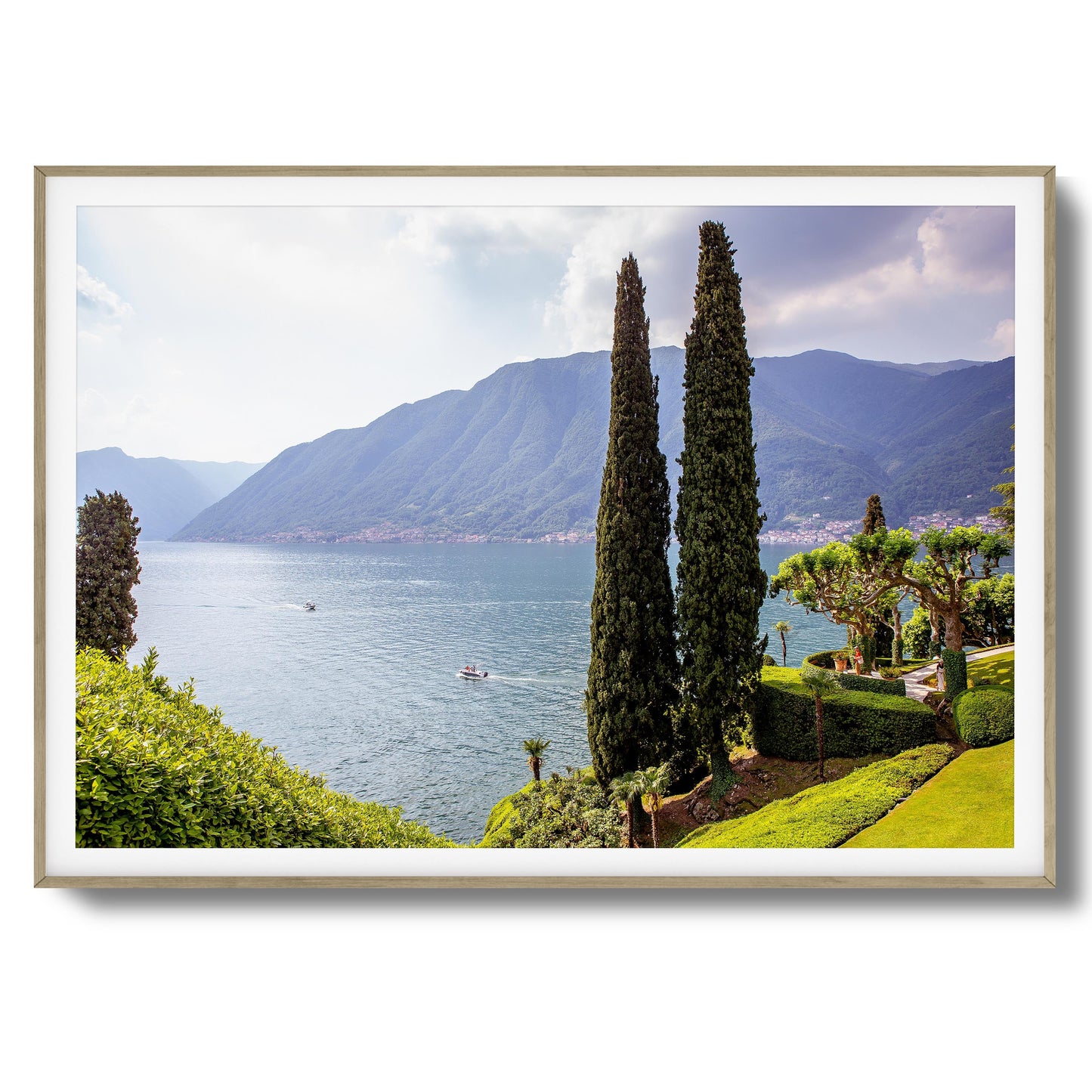 Tall Trees by Peaceful Lake Framed Art