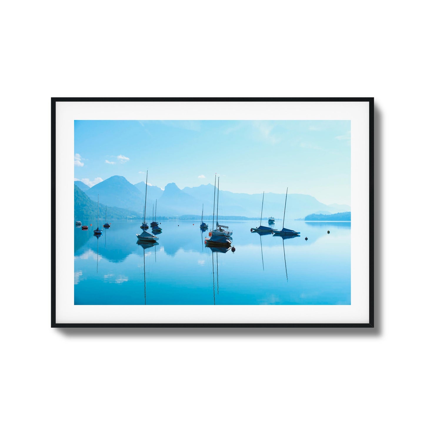 Tranquil Lake Sailboats Framed Art