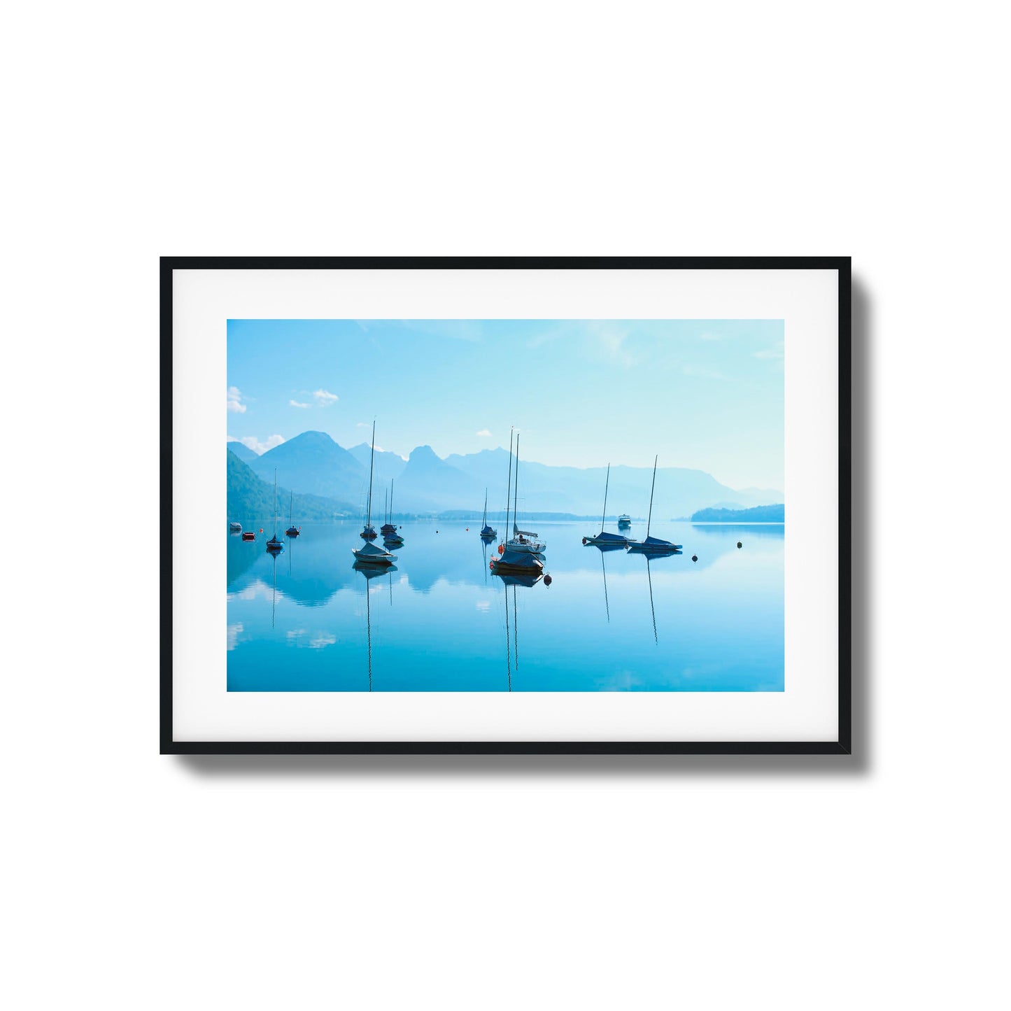 Tranquil Lake Sailboats Framed Art