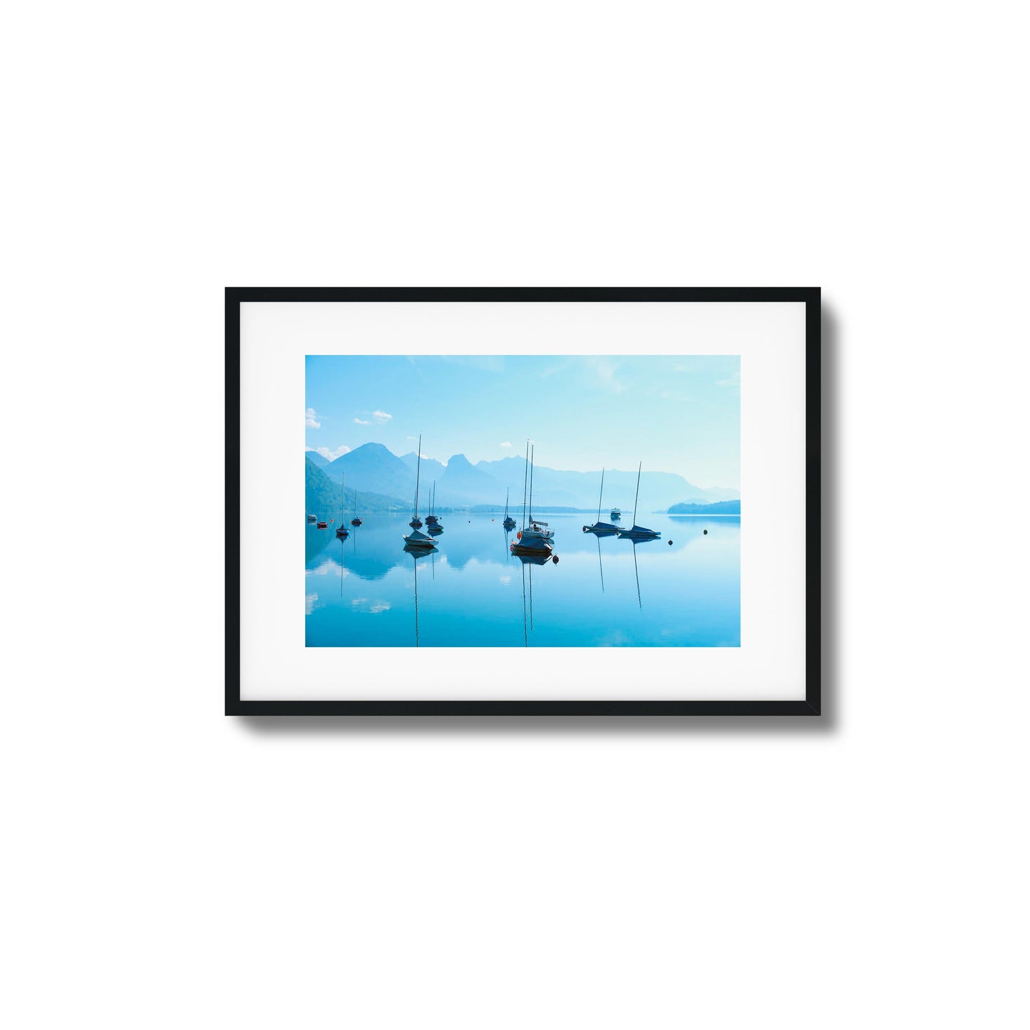 Tranquil Lake Sailboats Framed Art