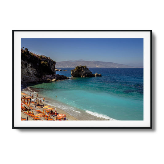 Turquoise Beach Cove Scene Framed Art