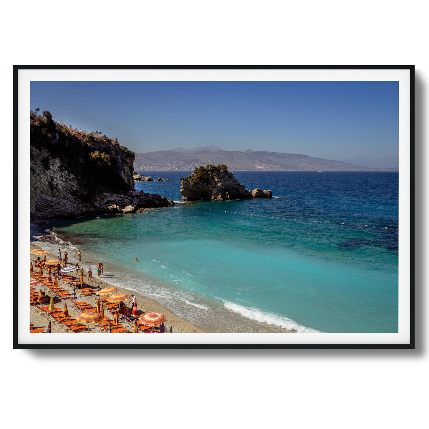 Turquoise Beach Cove Scene Framed Art