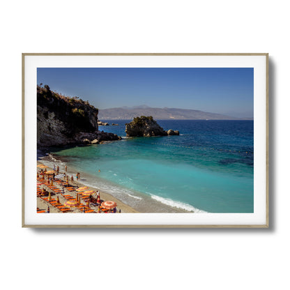 Turquoise Beach Cove Scene Framed Art